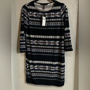 BCBG Max Azria Women's Small Navy Blue Multi Pattern Mini Dress NWT